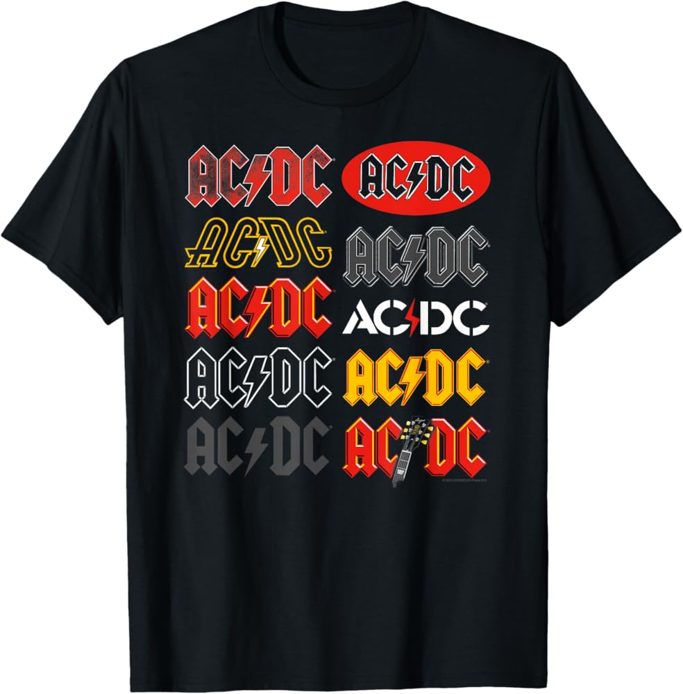 Amazon | 公式 AC/DC マルチロゴ ロックバンド ミュージック Tシャツ